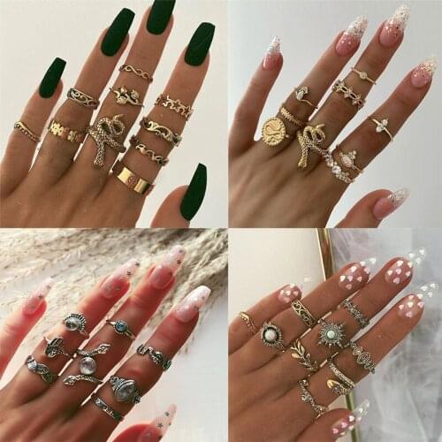 9 Styles Virgin Mary Snake Palm Star Heart Shiny Ring Luxury Women Set Transparent Crystal Stone Girl Wedding Jewelry Gift