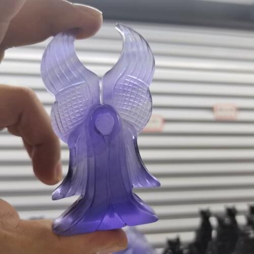 95*55mm Natural Colorful Fluorite Crystal death Statue Reiki Craft Stone Statue Home Decoration Spirit Quartz Gift Feng Shui