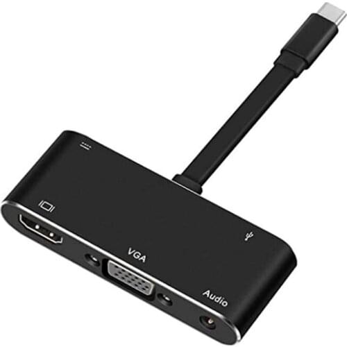 5 In 1 USB C To HDMI-compatible VGA Adapter VGA/ Audio/USB 3.0 Port+USB C Port (pd) Converter for Macbook Samsung Laptop