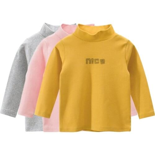 Brand Unisex Autumn T-shirts for Boy Girl Long Sleeve Turtleneck Cotton Tees Top Childrens Clothing Toddler Girls Shirts Baby