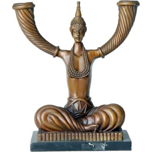 Bronze Hands up Man Candlestick Candleholder Statue Sculpture Art Gorgeous Home Decoration