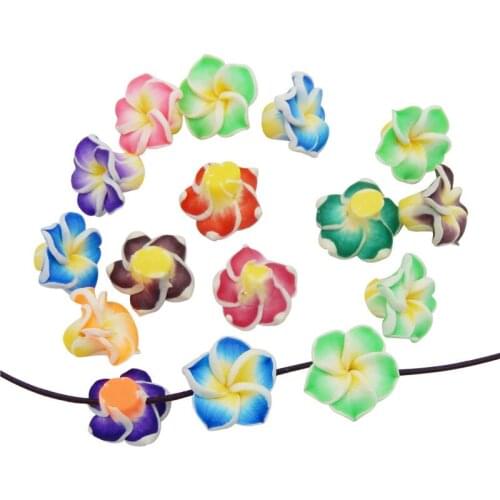 Julie Wang 10PCS Flower Beads Yellow Polymer Clay Spacer Beads Random Color Necklace Bracelet Jewelry Making Accessory