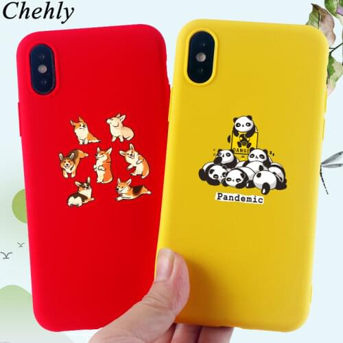 Panda Corgi Phone Case for IPhone 6s 7 8 11 Plus Pro X XS MAX XR Cartoon Cases Soft Silicone Fitted TPU Back Covers Accessories