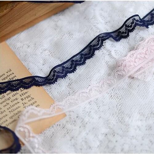 10 Meters/lot 1.3cm Width Blue Pink Stretchy Lace Trim Headband Elastic Lace Ribbons Fabric