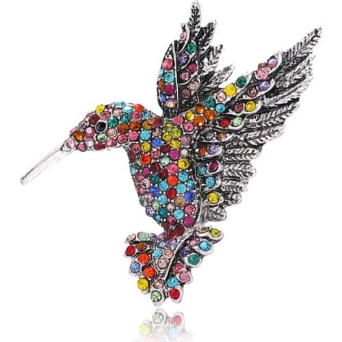 Breastpin Hummingbird Brooch Colorful Pin Rhinestone Corsage Clothing Accessories Elegant Animal Brooches Fashion Accessories