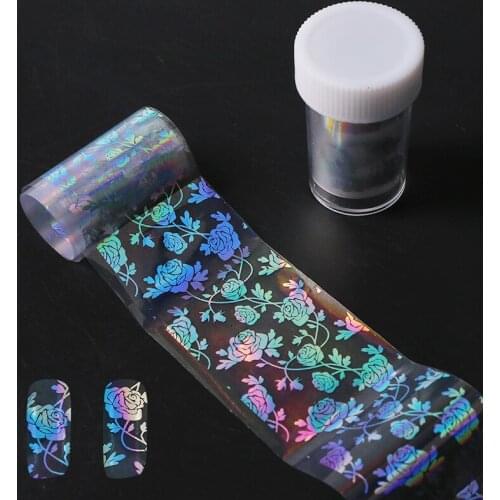 Holo Rose Flower Starry Nail Foil 4*100cm Nail Art Transfer Sticker Manicure Tips Decoration