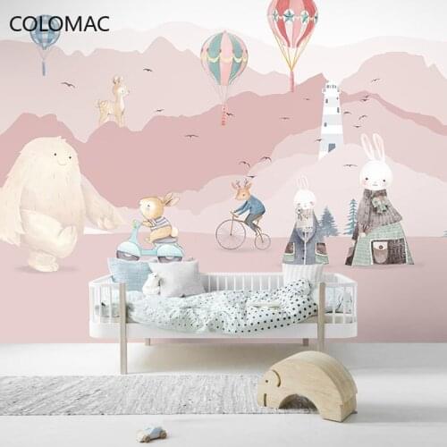 Colomac Custon Childrens Room Cartoon Animal Wallpaper Girl Bedroom KOL Photo Background Mural Ornaments for Room Drop Shopping