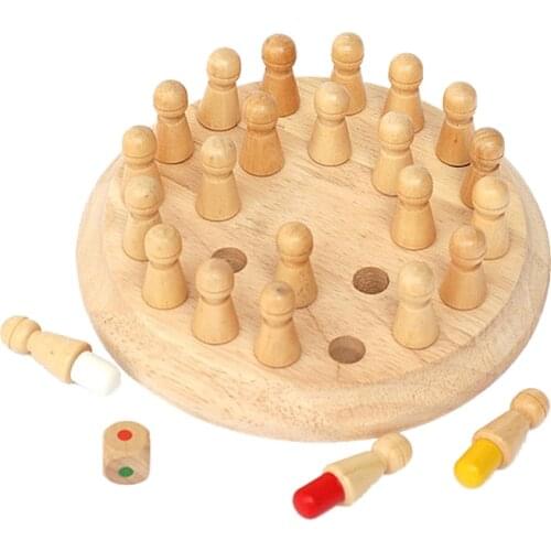Classic Wooden Color Memory Chess Puzzle Intelligence Game Kids Toy Gift
