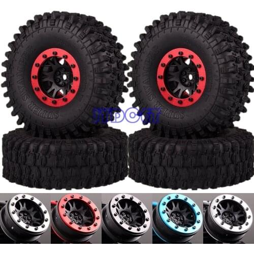 4pcs 1.9" Beadlock Wheel Rims 120MM Tires Tyre For RC 1/10 Crawler TRX-4 Tamiya CC01 MST jimny RC4WD TF2 D90 D110 90046