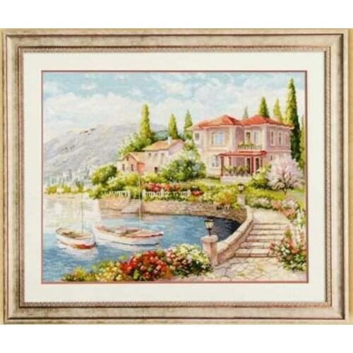 Hot Embroidery Morning by the Sea Counted Cross Stitch Graduation Patterns with 100% Cotton Floss & Free Shipping for Wall Decor
