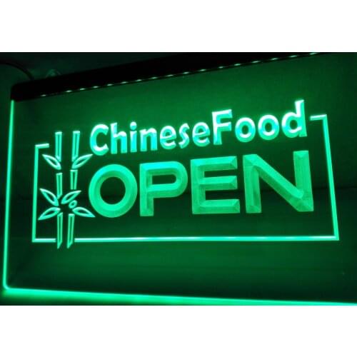LK156- Chinese Food OUVERT OPEN Light Sign home decor crafts