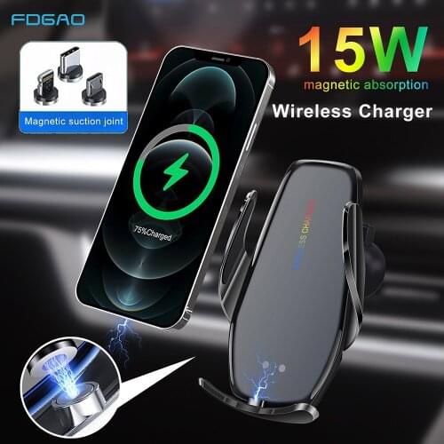 Magnetic Charging Car Holder for iPhone 13 12 11 XS XR X Android Universal 15W Qi Wireless Charger Air Vent Stand for All Phone