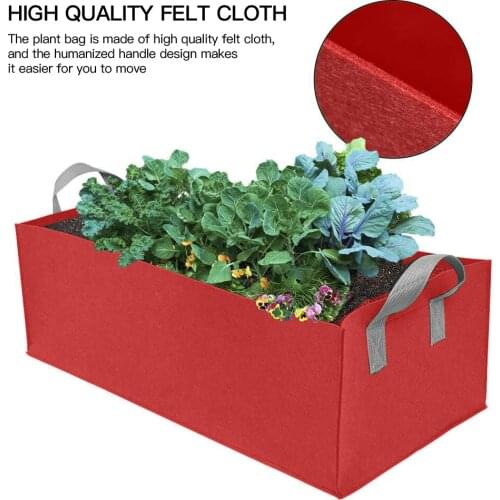 1Pcs Growing Bag Fabric Raised Garden Bed Square Garden Yard Flower Vegetable Plant Flower Planting Bag Planter Pot with Handles