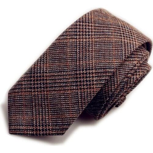 Men Slim Ties Wool Fashion Plaid Neck Tie Winter Necktie