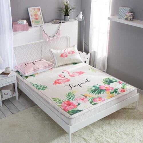 Printed Summer Mat Kit Includes Pillowcase Single Double Home Mattress Cover to Decorate the Bedroom for the Family
