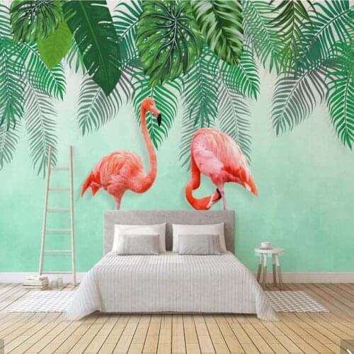 FLAMINGO Leaves Wallpaper 3d Wall Murals Wallpaper for Living Room Home Wall Decor Custom Printed Photo Wall Paper Murals