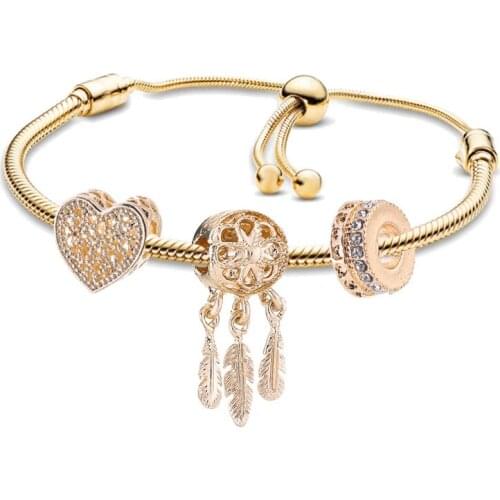 New Fashion Gold Style Dreamcatcher Beads Charm Bracelet DIY Adjustable Bracelet For Women Brand Jewelry Gift Making