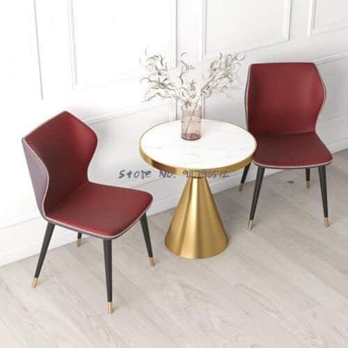 New Nordic light luxury dining chair modern minimalist home restaurant dining table net red wrought iron soft package backrest m