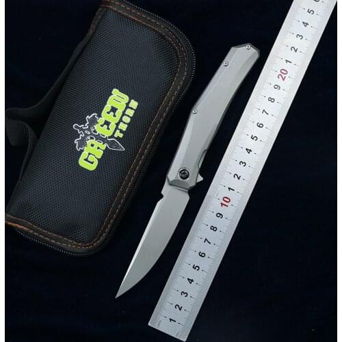 Green Thorn Mini Persian D2 Blade Titanium Alloy Handle Camping Outdoor Fruit Knife Practical Folding Knife EDC Tool