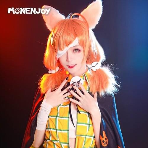 Monenjoy Arknights Kroos Cosplay Wig Halloween Orange Cos Hair