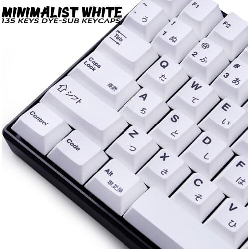 PBT 135 Keys Cherry Profile DYE-Sub Japanese Keycap White Yongqiu Theme Minimalist Style Suitable For Mechanical Keyboard