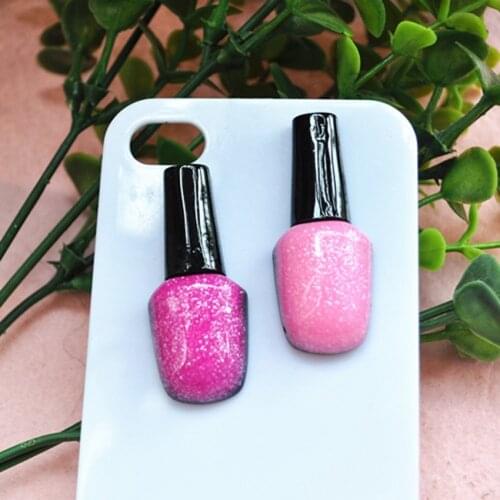 Resin Crafts For DIY Decoration 16pcs 43*17mm Big Size Hot And Kawaii Gilitter Flat Back Cabochon Resin Nail Polish