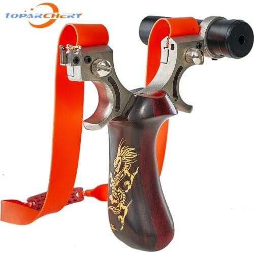 Slingshot for Outdoor Shooting Catapult with Laser+Fibre-optical Sight Rubber Band High Precision Powerful Slingshot
