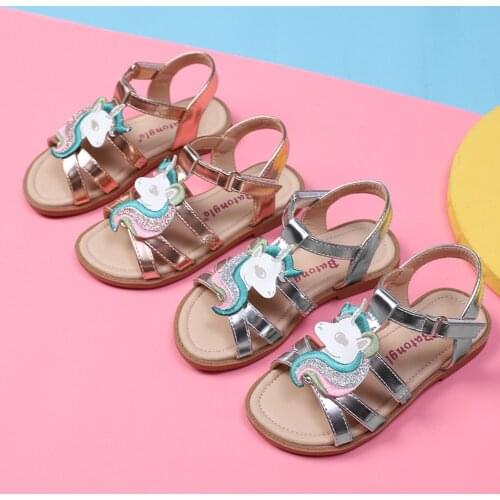 Little Girls Kids Sandals Unicorn Summer Toddler Girls Birthday Party Sandals Baby Girls Princess Shoes Performance Rose Gold 3t