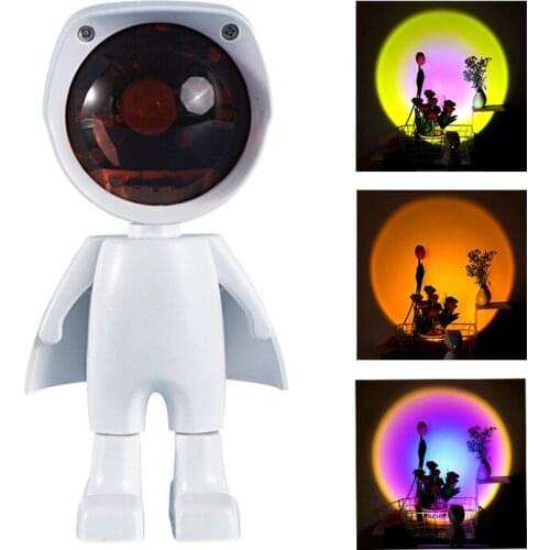 Robot LED Projection Lamp USB Touch Control INS Style Interior Decoration Atmosphere Lamp Can Rotate 360 Degrees