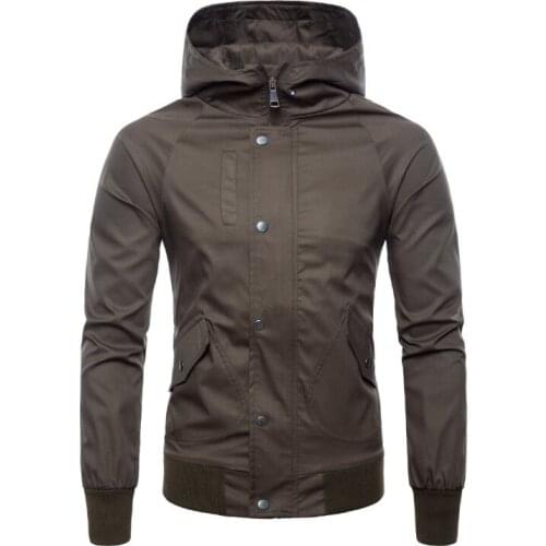 New spring autumn Brand Mens Jacket high quality jacket Solid color Coat Casual Hooded Windbreaker Jackets Overcoat Male