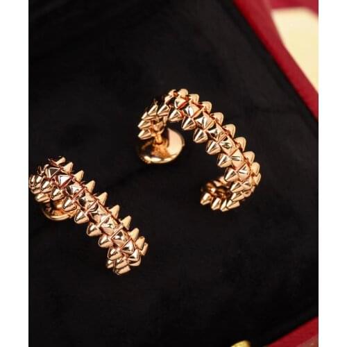 2021 New European Famous Brand 925 Sterling Silver Luxury Jewelry Earrings For Women Rose Gold Geometric Movable Zircon Ear Pin