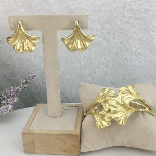 Yuminglai Dubai Jewelry Sets Ginkgo Leaf Shape Jewelry Bangle Sets for Women FHK11612