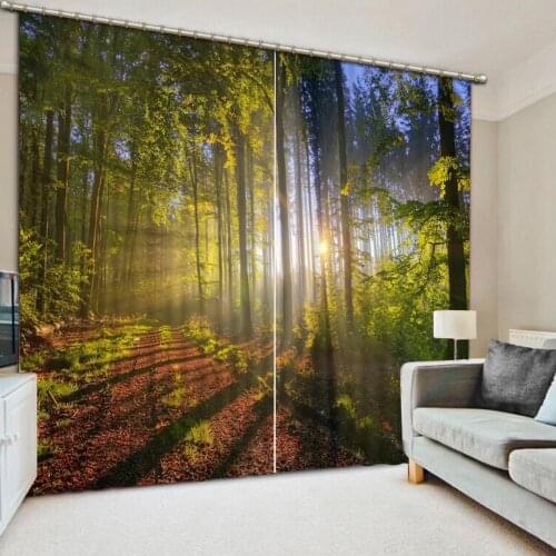 Morning wood sun picture customization Blackout Curtains For Bedroom Window Curtains For Living Room modern curtain home decor