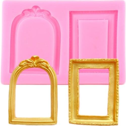 Mirror Picture Frame Silicone Mold DIY Party Cake Decorating Tools Cake Border Fondant Mould Candy Polymer Clay Chocolate Molds