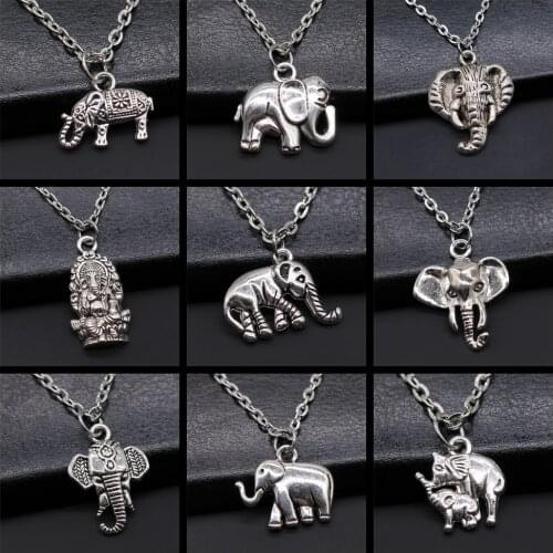 Women Girls Boys Jewelry Gift Lucky Thai Elephant Pendant Necklace Good Luck Jewelry Antique Silver Color Vintage Animal Jewelry