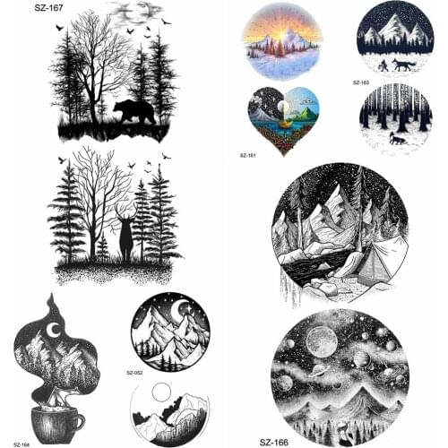 YURAN Women Punk Makeup Tattoo Stickers Men Valley Arm Temporary Tattoo Body Art Painting Universe Neck Waterproof Tatoos Paste