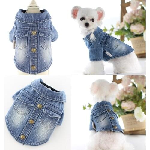 Winter Dog Coat Jacket Denim Jeans Pet Outfit Garment Puppy Apparel Small Dog Clothes Yorkshire Poodle Bichon Schnauzer Clothing