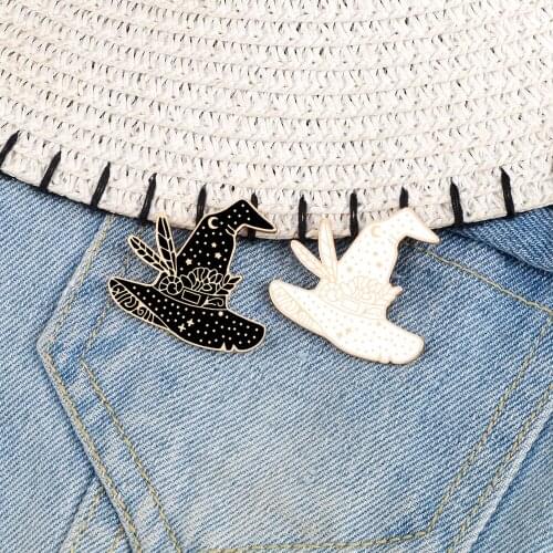 Witch Magic Hat Brooches Badges Magic World Enamel Pins Backpack Denim Lapel Pin Button Halloween Jewelry Gift For Women Friends