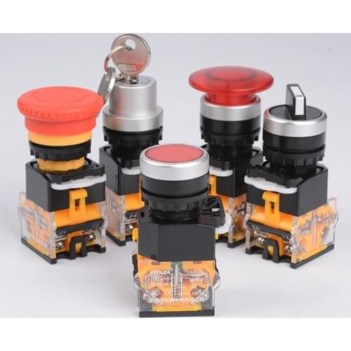 1Pcs 22mm 4 Screw Circular small size Flat round Panel Cutout LA38-11 LA38-11BN ON-OFF Momentary/Self locking Push button switch