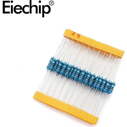 100pcs/lot 0.5W 1 ohm 1% Metal film resistor 1/2W resistance 2R Electronic resistors