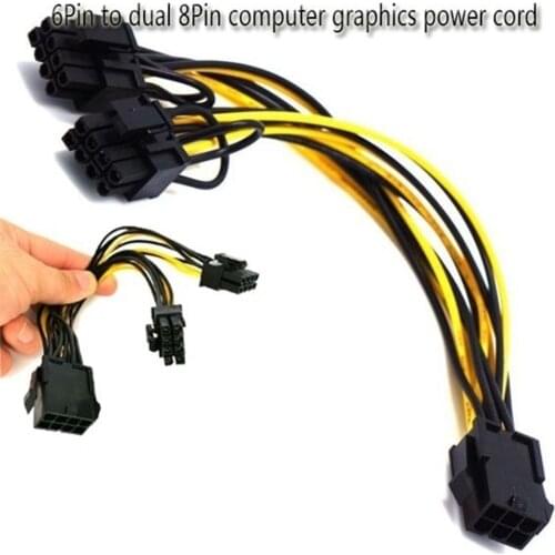 18cm 6pin to 2*8pin(6+2)pin for miner Molex Female to Male ATX Motherboard Power Supply Adaptor Cable Video Card Cord Wire