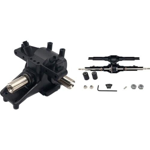 2 Set RC Car Part: 1 Pcs Metal Differential Gear Front Rear Wave Box & 1 Set Rear Axle Rear Gearbox Accessory Parts