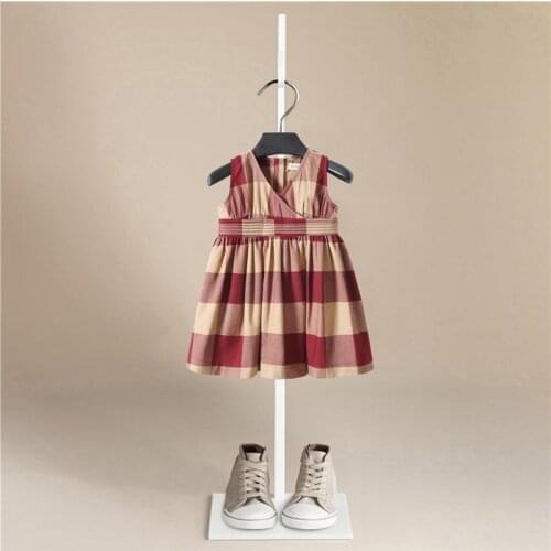 2021 Summer Baby Girls Dress Lattice Cotton Sleeveless Princess Dress Kids Clothes Children Dresses Christmas Baby Girl Clothes