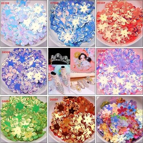 22mm Six Round Plum Shape Rainbow Flower Bulk Sequins Sewing Craft Children DIY Clothing Sewing Supplies Footwear Accessories