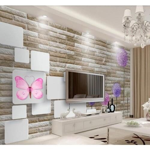 Custom 3D Photo Wallpaper Three-dimensional brick wall dandelion Murals Living Room TV Sofa Bedroom Background Wall Mural decor