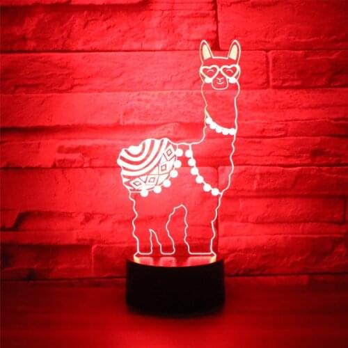 3D LED Night Lights Alpaca with 7 Colors Light for Home Decoration Lamp Amazing Visualization Optical Illusion Llama