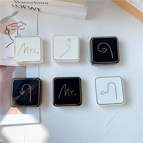 6 Styles Bronzing White/Black Contact Lens Case Simple Portable Fashion Unisex Myopia Cosmetic Contact Box With Mirror