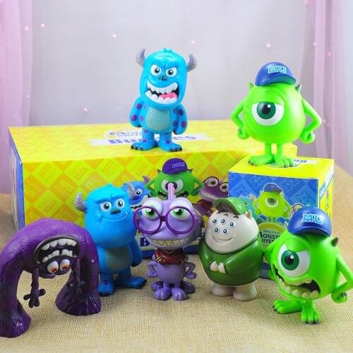7Pcs/Set Anime Monsters University Mr.Q James P. Sullivan Action Figure Dolls Toy Collection Model Toys Gifts for Kids