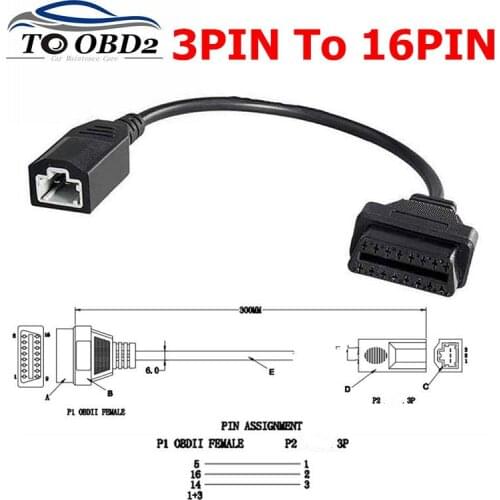 Car Diagnostic Cable Connector For Honda OBD OBD2 3PIN to 16PIN Lead Cable OBD1 to OBD2 For Honda 3 PIN Auto Cable Free Shipping