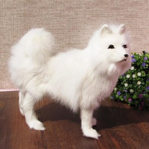 White samoyed dog furry fur dog large 24x8x20cm model ornament scene layout prop decoration gift h1292